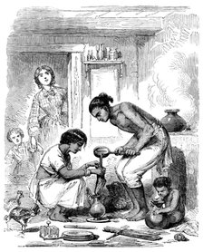 Indian Cook-house - Novel Mode of Straining Coffee, 1858. Creator: Unknown.