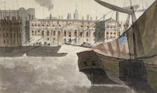 View of the Custom House from the River Thames, City of London, 1810. Artist: Anon