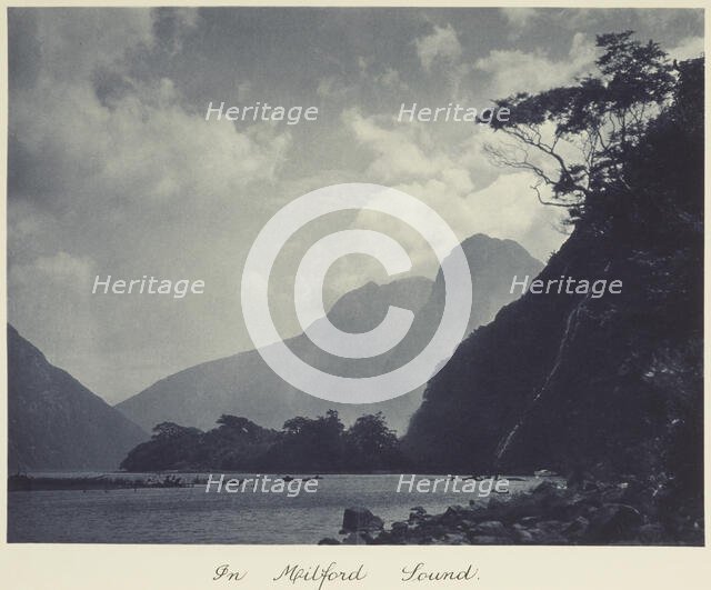 In Milford Sound. From the album: Camera Pictures of New Zealand, 1920s. Creator: Harry Moult.