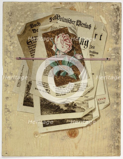 Trompe L'Oeil: Papers Pinned to Wall, 1735/65. Creator: Martin Cerulli.