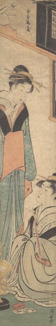 Two Girls Talking Near the Hibachi (Fire-Pot), ca. 1785. Creator: Torii Kiyonaga.