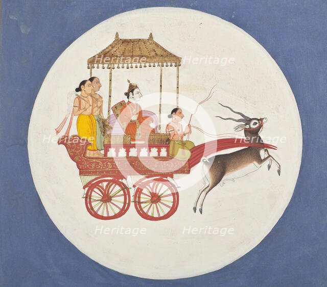 Chandra, The Moon God; Folio from a Book of Dreams (image 2 of 3), between 1700 and 1725. Creator: Unknown.