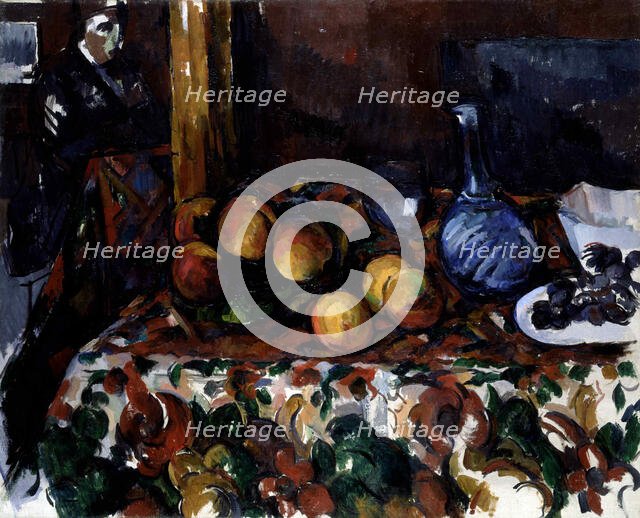 Peaches, Carafe and Figure, c1900. Creator: Cézanne, Paul (1839-1906).