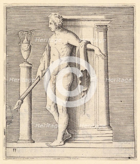 Man with Torch at Temple Door, published ca. 1599-1622. Creator: Unknown.