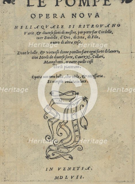 Le Pompe: Opera Nova, title page (recto), 1557. Creators: Melchiorre Sessa, Giovanni Battista Sessa.