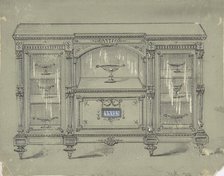 Design for a Cabinet with Three Glass Doors and a Porcelain Plaque, 19th century. Creator: Anon.