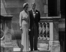 The Duke and Duchess of Windsor Standing in the Grounds of the Chateau de Candé, 1937.  Creator: British Pathe Ltd.