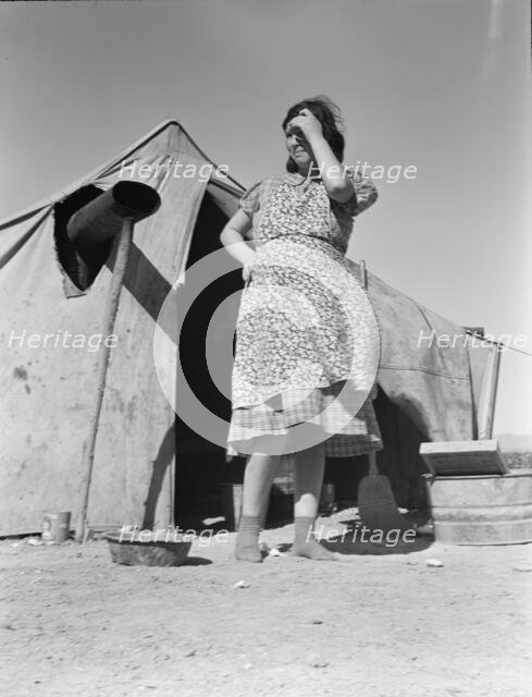 Grower's camp for migrant labor on the edge of the pea fields, near Calipatria, CA, 1939. Creator: Dorothea Lange.