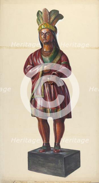 Cigar Store Indian, c. 1937. Creator: Walter Hochstrasser.