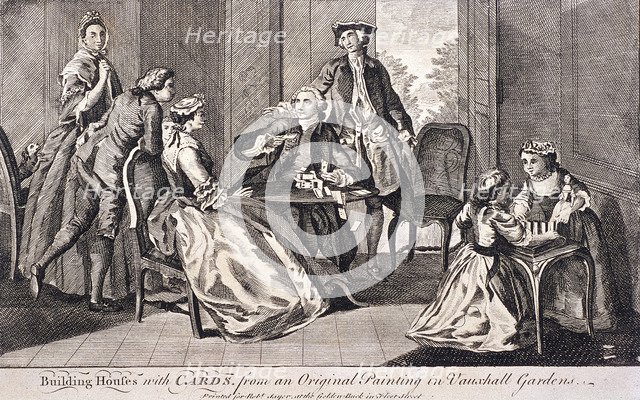 'Building houses with cards'', c1745. Artist: Benjamin Cole