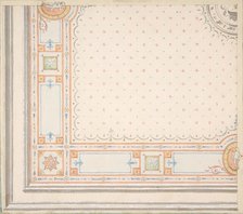 Design for a ceiling (recto); meaurements with design code (verso), second half 19th century. Creators: Jules-Edmond-Charles Lachaise, Eugène-Pierre Gourdet.