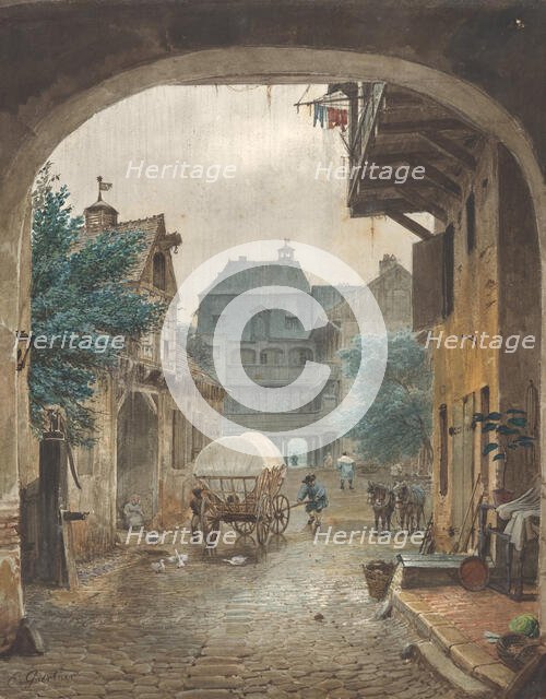 View into the Courtyard of an Inn at Colmar, 1821-77. Creator: Johann Philipp Eduard Gärtner.
