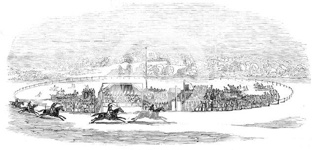 Races at Wheat Croft - Col. Thompson's "Hamlet" winning the Lascelles Cup, 1845. Creator: Unknown.