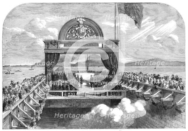 The Prince of Wales laying the last stone of the Victoria Bridge over the St. Lawrence..., 1860. Creator: Unknown.