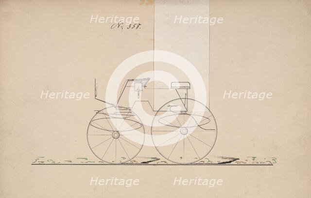 Design for 4 seat Phaeton, no top, no. 358, 1850-70. Creator: Brewster & Co.