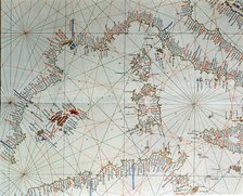 Atlas of Joan Martines, Messina, 1582. Portulan chart of western Mediterranean, with European coa…