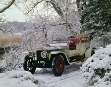 1909 Rolls - Royce Silver Ghost Roi Des Belges in snowy conditions at Beaulieu. Creator: Unknown.