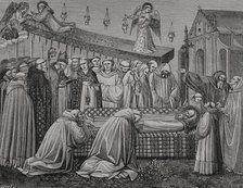 Funeral of Saint Benedict of Nursia, (480-547), Italian Christian monk, 547, (1388), 1877.  Creator: Jules Jean Marie Joseph Huyot.