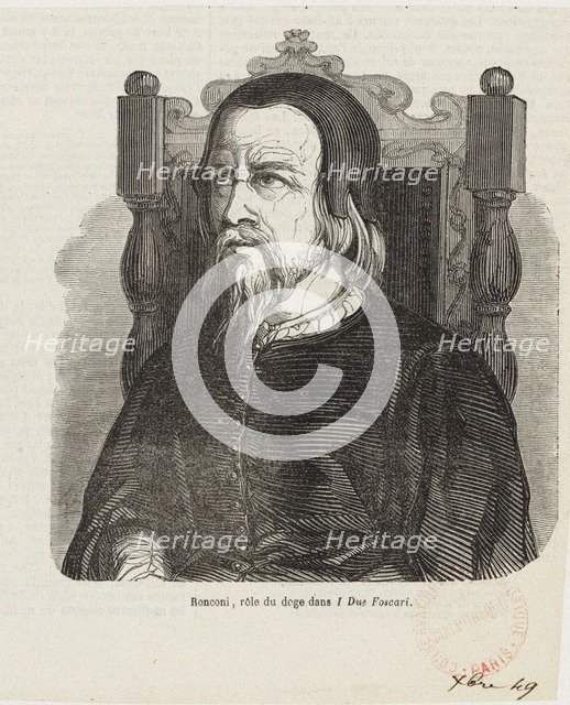 Giorgio Ronconi as Doge in Opera I due Foscari by Giuseppe Verdi, 1849.