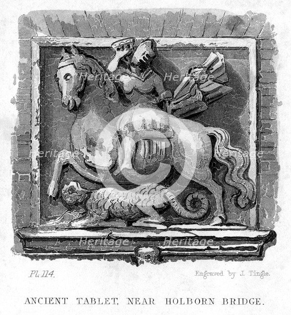 'Ancient Tablet, Near Holborn Bridge', London, 19th century.Artist: James Tingle