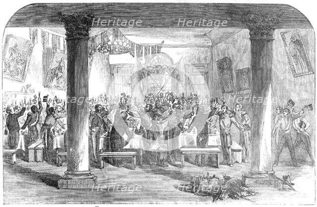 Dejeuner to the 89th Regiment, in the Town-Hall, at Waterford, previous to their Departure..., 1854. Creator: Unknown.