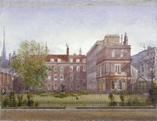 View of Clement's Inn from the north west looking across the gardens, London, 1882. Artist: John Crowther