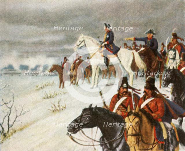Frederick the Great on the hill at Borna during the Battle of Leuthen, 5 December 1757, (1936). Creator: Unknown.