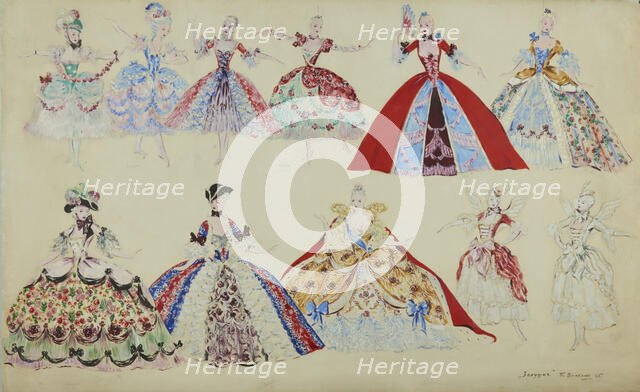 Costume design for the ballet "Cinderella" by Sergei Prokofiev, 1945. Creator: Williams, Pyotr Vladimirovich (1902-1947).