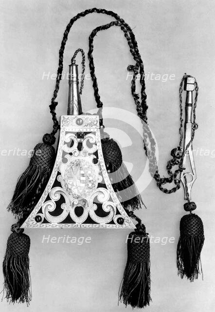 Powder Flask and Wheellock Spanner Made for the Bodyguard of the Prince-Elector of Saxony, c1600. Creator: Unknown.