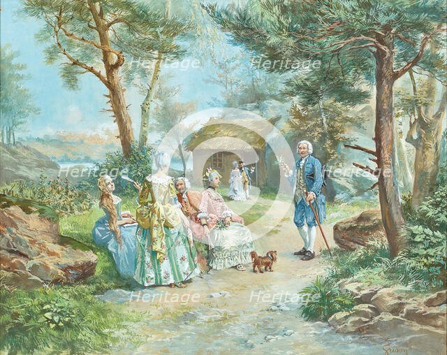 Jean Jacques Rousseau giving a botany lesson in Ermenonville. Creator: Grison, François-Adolphe (1845-1914).