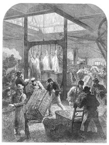 The Meat Market, Smithfield: arrival of an early meat train, 1870. Creator: Unknown.