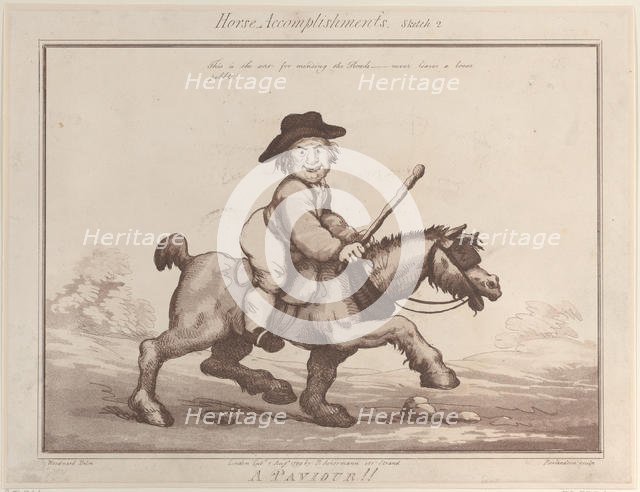 Horse Accomplishments, Sketch 2: A Paviour !!, August 1, 1799., August 1, 1799. Creator: Thomas Rowlandson.