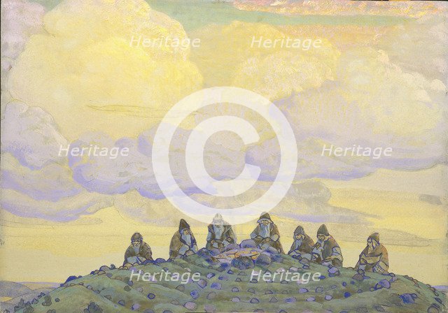 The Great Sacrifice. Stage design for the ballet The Rite of Spring (Le Sacre du Printemps) by I. Stravinsky, 1910. Artist: Roerich, Nicholas (1874-1947)