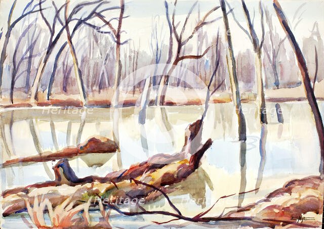 Rock Creek, Winter, ca. 1920-1929. Creator: Edgar Nye.