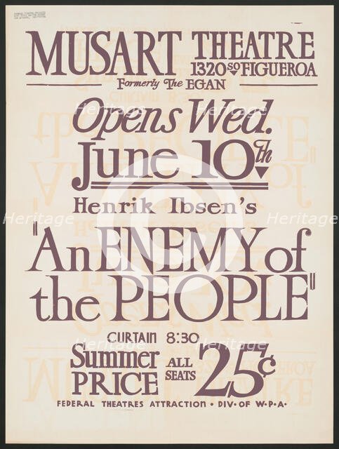 An Enemy of the People, Los Angeles, 1936. Creator: Unknown.