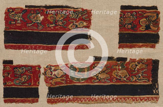 Four Fragments of the Clavi of a Tunic, 400s - 600s. Creator: Unknown.