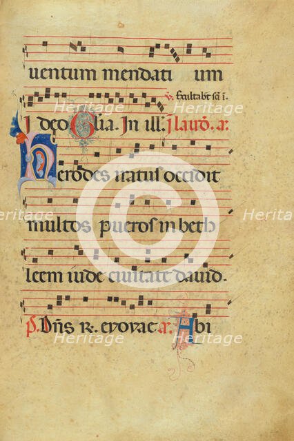 Decorated Initial H; Antiphonal, late 13th century. Creator: Unknown.