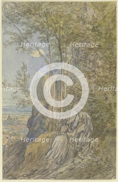 Ascent to a castle ruin, c1850-1905. Creator: Anton Burger.