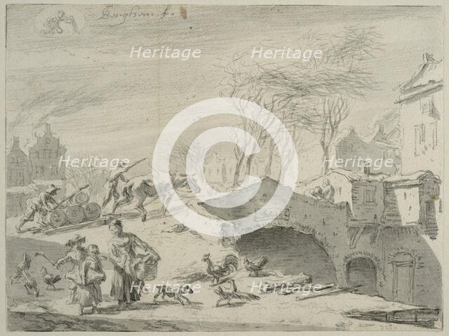 Village Scene (January), c17th century. Creator: Nicolaes Berchem.