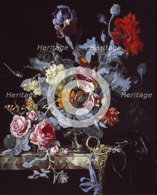 A Vase of Flowers with a Watch, mid 17th century. Artist: Unknown.