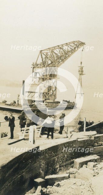 Erection of HMAS Sydney mast, 1934. Creator: Unknown.
