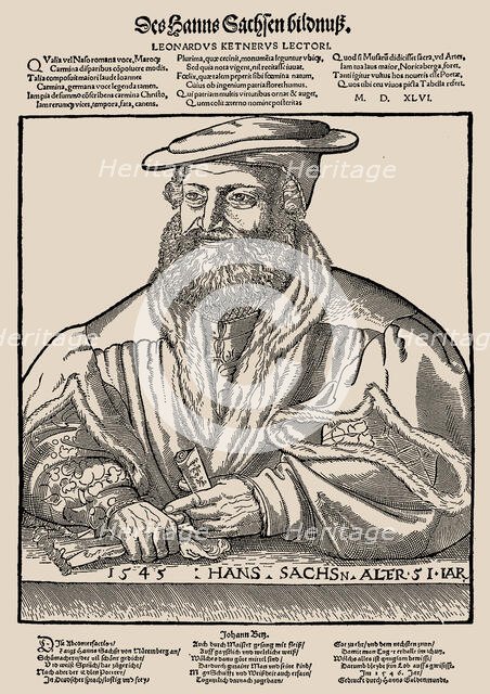 Portrait of Hans Sachs (1494-1576) at the age of 51, 1545. Creator: Ostendorfer, Michael (1490-1569).