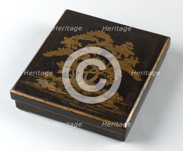 Writing Box (Suzuribako) with Pine, Camellia, and Bamboo, 1400s. Creator: Unknown.