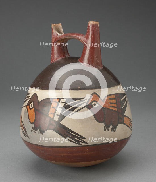 Double Spout Vessel Depicting Hummingbirds, 180 B.C./A.D. 500. Creator: Unknown.