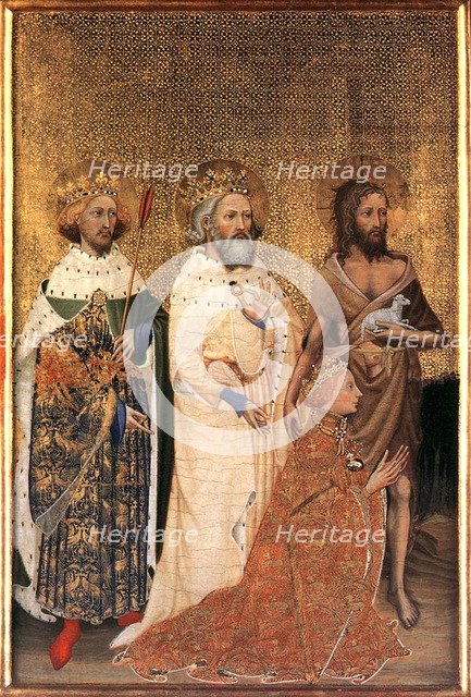 Richard II of England with his patron saints, between 1395 and 1399. Creator: Wilton Master (active 1395 - 1399).