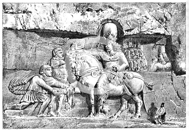 Valerian at the feet of Sapor, Royal Tombs at Naksh-I-Rustem, Persepolis, Iran, 1895. Artist: Unknown