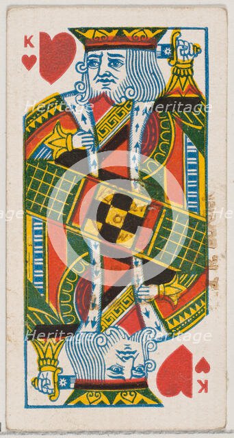King of Hearts (red), from the Playing Cards series (N84) for Duke brand cigarettes, 1888., 1888. Creator: Unknown.