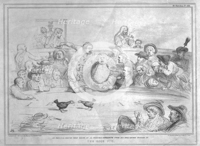 'An original sketch from which it is presumed Hogarth took his...picture The Cock Pit', 1837.  Creator: John Doyle.