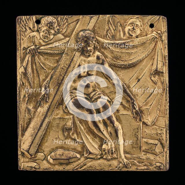 Christ on Tomb with Two Angels, late 16th century. Creator: Antonio Abondio.