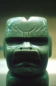 Olmec carved jade head, Pre-Columbian, Central America, 1150-800 BC. Artist: Unknown